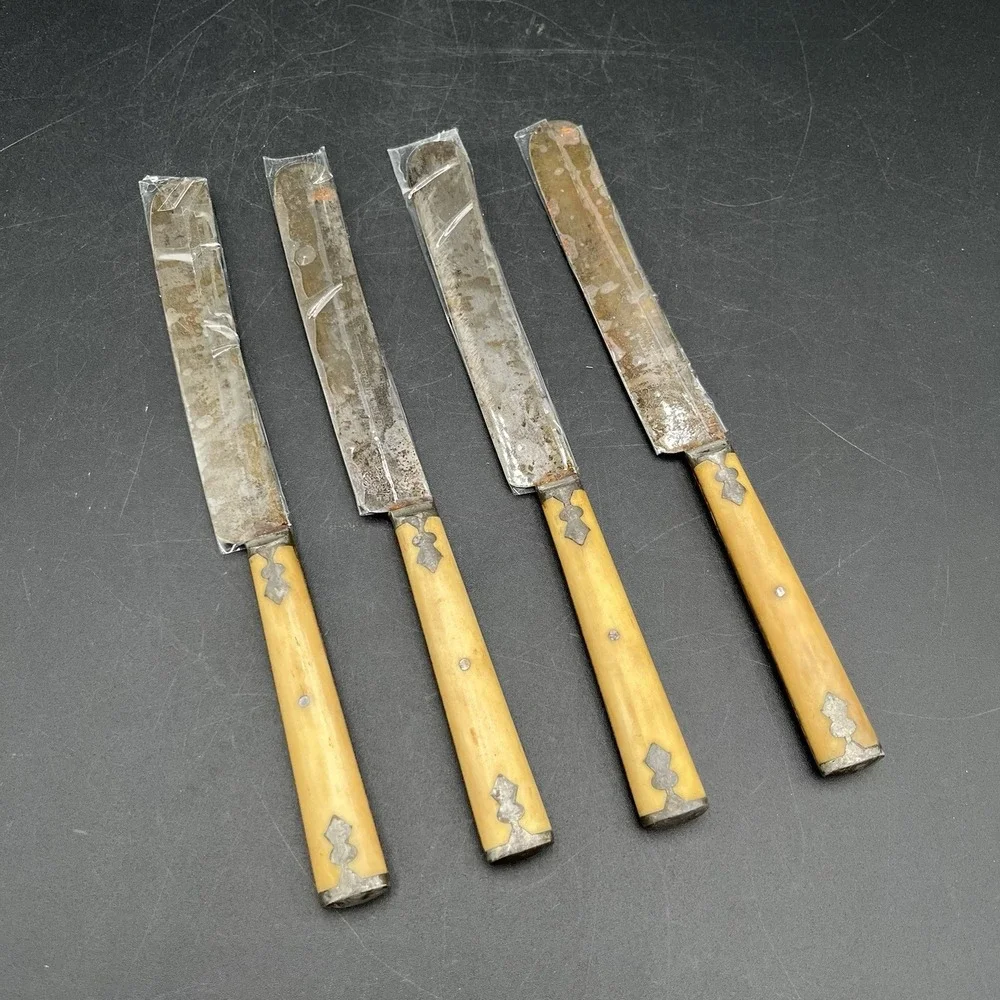 Set Of 4 Antique Bone Handle Knives 5